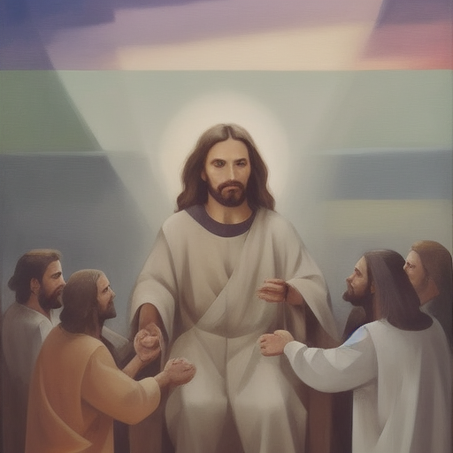 Jesus in the style of Jorge Cocco and the Gospel Library (batch upload from creativity testing)